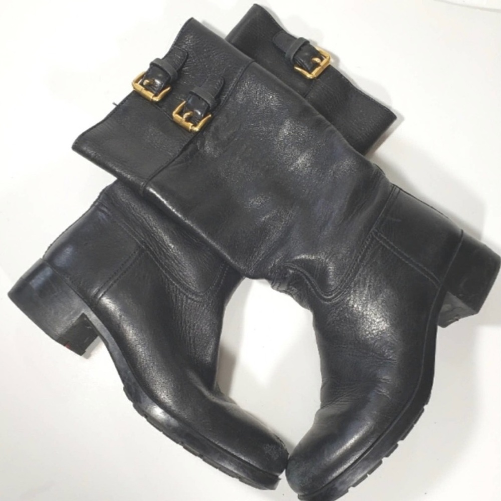 Prada Black Leather Soft Deer Skin
Double Buckle Boots 3W5356 EU37.5 US 7 - Picture 2 of 12